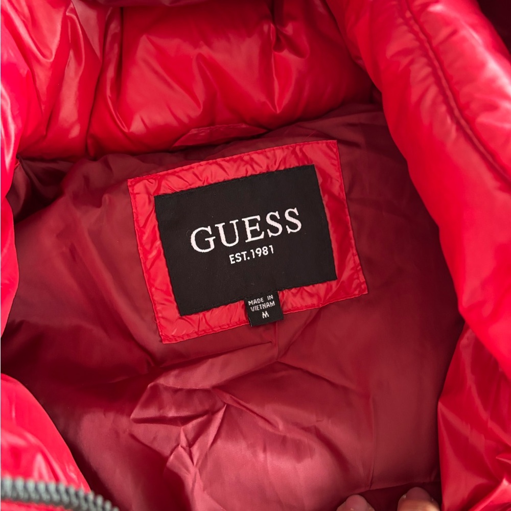 Guess Red Puffer Jacket - Picture 2 of 4